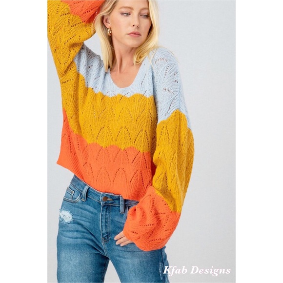 ❤️LAST! Joanna Ballon Sleeve Color block Sweater! - Picture 8 of 9